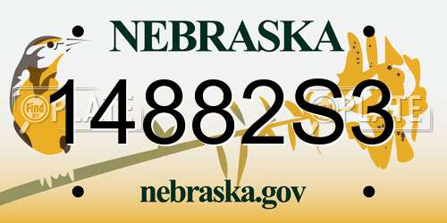 14882S3 Nebraska License Plate