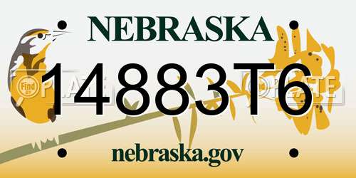 14883T6 Nebraska License Plate