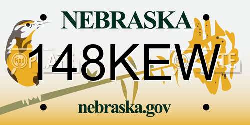 148KEW Nebraska License Plate
