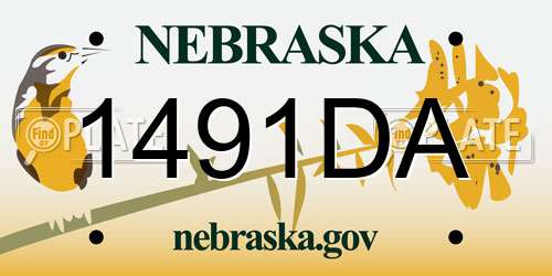 1491DA Nebraska License Plate