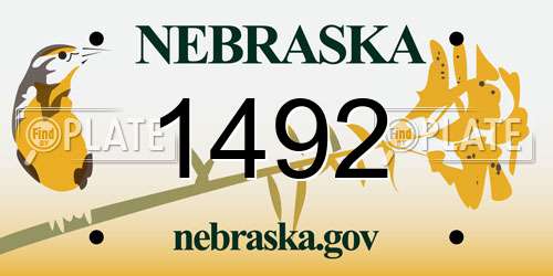 1492 Nebraska License Plate