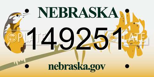 149251 Nebraska License Plate