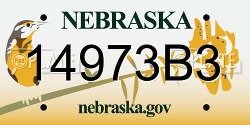 14973B3 Nebraska License Plate