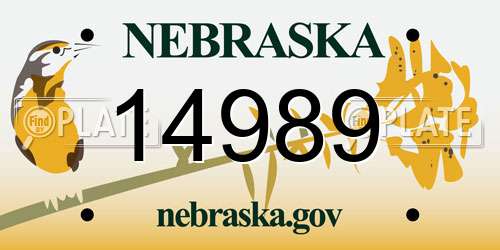 14989 Nebraska License Plate