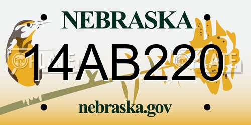14AB220 Nebraska License Plate
