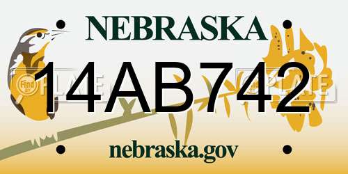 14AB742 Nebraska License Plate