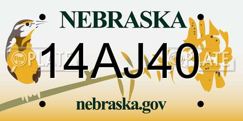 14AJ40 Nebraska License Plate