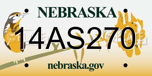 14AS270 Nebraska License Plate