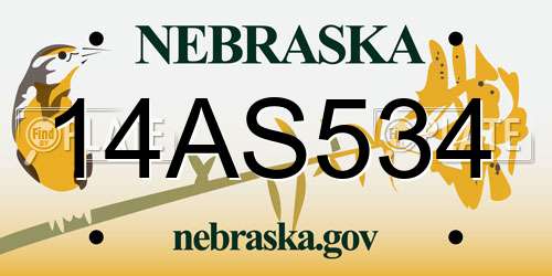14AS534 Nebraska License Plate