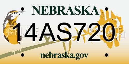 14AS720 Nebraska License Plate