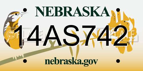 14AS742 Nebraska License Plate