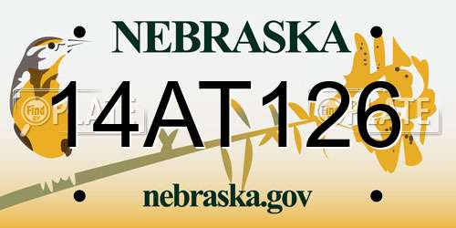 14AT126 Nebraska License Plate