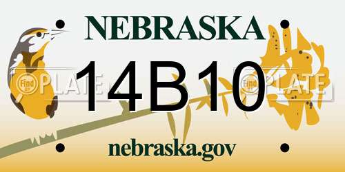 14B10 Nebraska License Plate