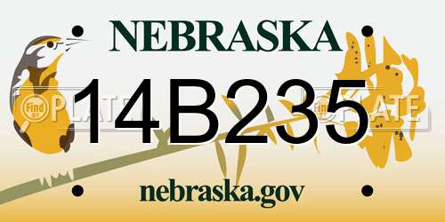 14B235 Nebraska License Plate