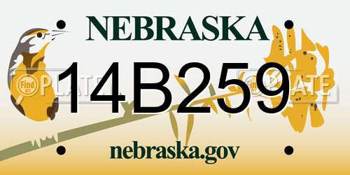 14B259 Nebraska License Plate