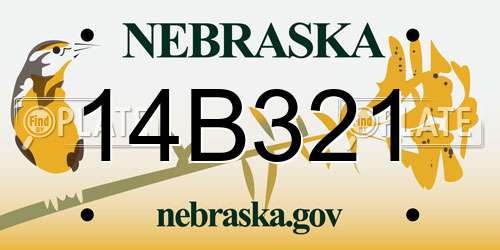 14B321 Nebraska License Plate