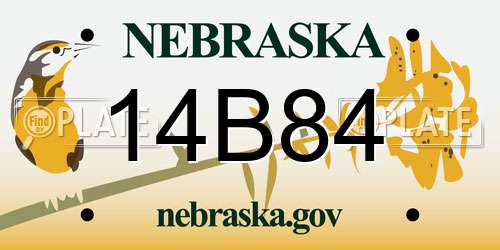 14B84 Nebraska License Plate