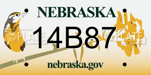 14B87 Nebraska License Plate