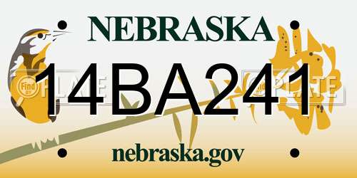 14BA241 Nebraska License Plate