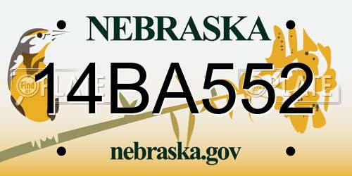 14BA552 Nebraska License Plate