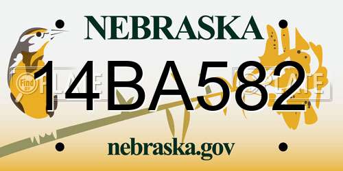 14BA582 Nebraska License Plate