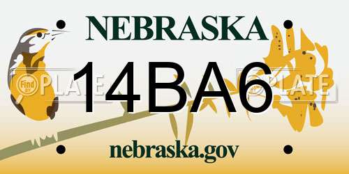 14BA6 Nebraska License Plate