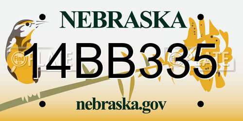 14BB335 Nebraska License Plate