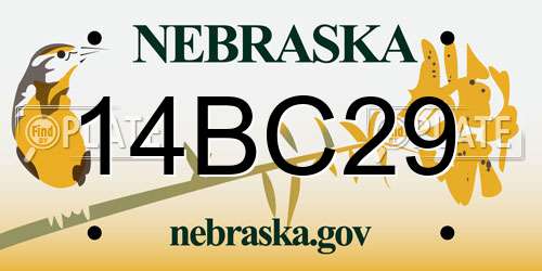 14BC29 Nebraska License Plate
