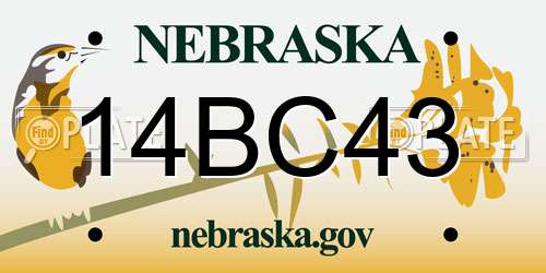 14BC43 Nebraska License Plate