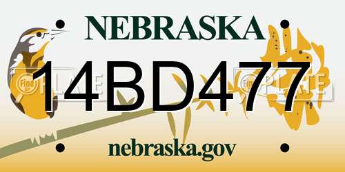 14BD477 Nebraska License Plate