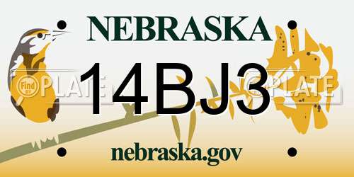 14BJ3 Nebraska License Plate