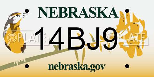 14BJ9 Nebraska License Plate