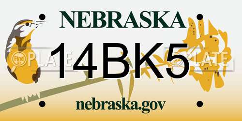 14BK5 Nebraska License Plate