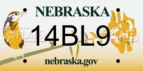 14BL9 Nebraska License Plate