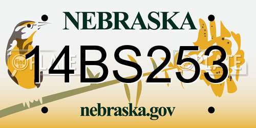 14BS253 Nebraska License Plate