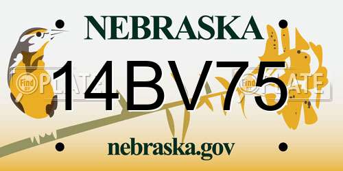 14BV75 Nebraska License Plate