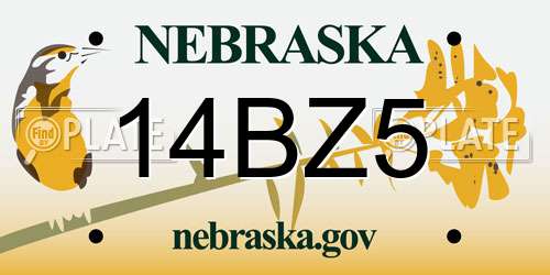 14BZ5 Nebraska License Plate