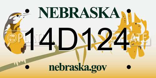 14D124 Nebraska License Plate
