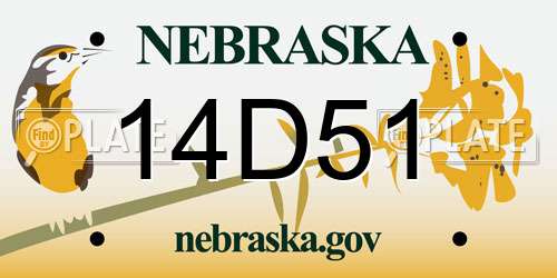 14D51 Nebraska License Plate