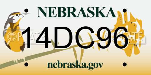 14DC96 Nebraska License Plate