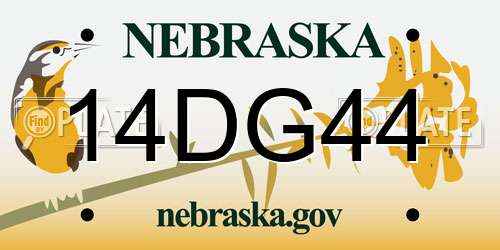 14DG44 Nebraska License Plate
