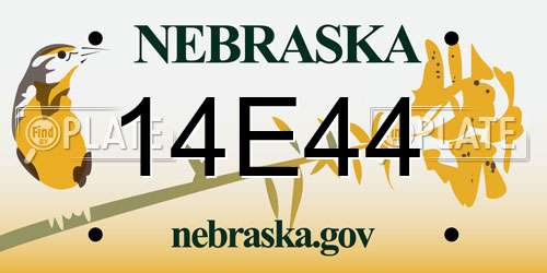 14E44 Nebraska License Plate