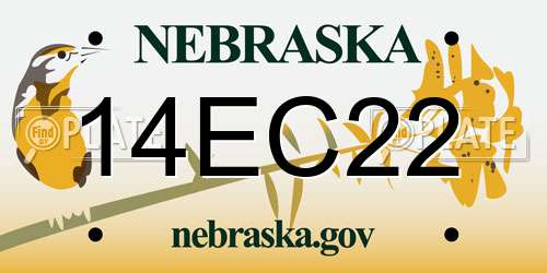 14EC22 Nebraska License Plate