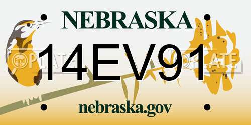 14EV91 Nebraska License Plate
