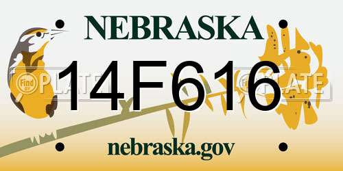 14F616 Nebraska License Plate