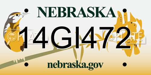 14GI472 Nebraska License Plate