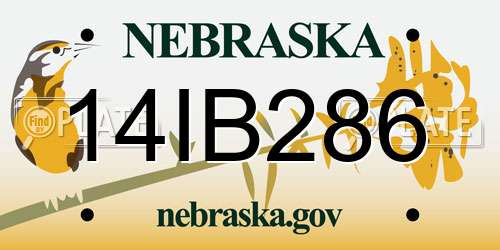 14IB286 Nebraska License Plate