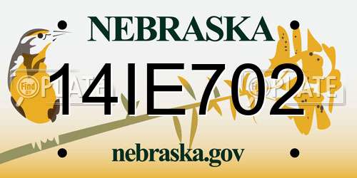 14IE702 Nebraska License Plate