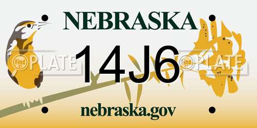 14J6 Nebraska License Plate