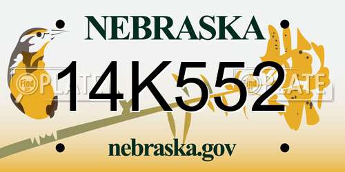 14K552 Nebraska License Plate